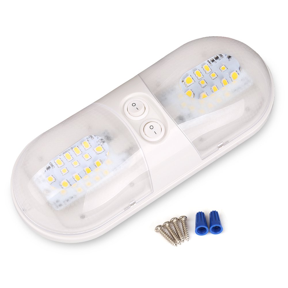 Dream Lighting 12V 3 LED RV Ceiling Light – Ultra-Thin & Dual Color (Cool White/Blue) For Camper, Trailer, Boat